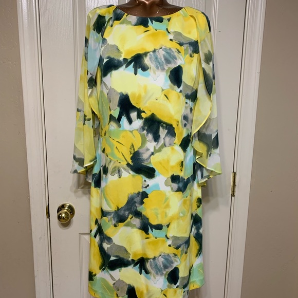 Donna RICCO 🌹women’s floral ruffle cape sleeve - Picture 4 of 9